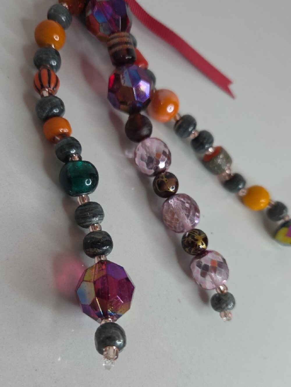 72 - Beaded Multicolor Bag Charm - Yellow, Pink, Purple, Green - Picture 2 of 3
